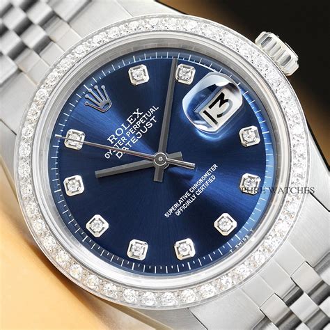 rolex datejust white gold blue|Rolex Datejust 18k white gold.